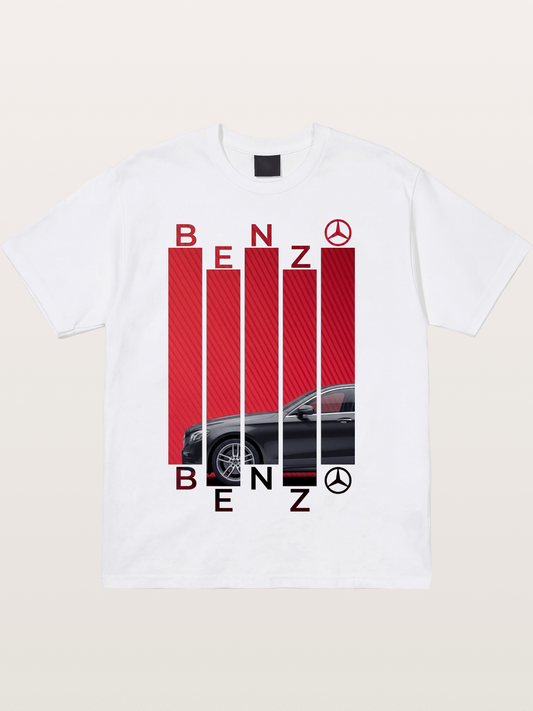 Benz Barcode Style Print Cotton T-shirt