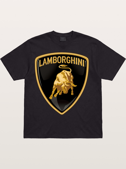Lamborghini Gold Bull Shield Emblem Cotton T-shirt