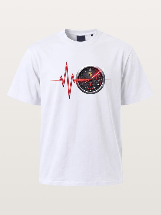 Heartbeat Line Porsche Dash Gauge Cotton T-shirt