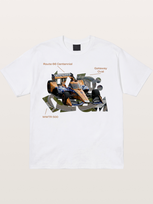 Orange IndyCar Route66 Art Cotton T-shirt