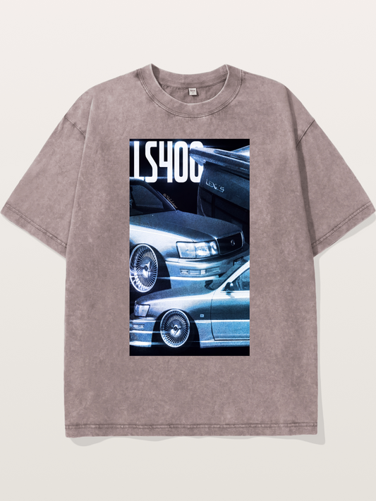 LS400 JDM Double Car Print Washed T-shirt