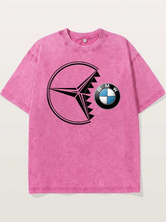 Mercedes vs BMW Logo Art Washed T-shirt