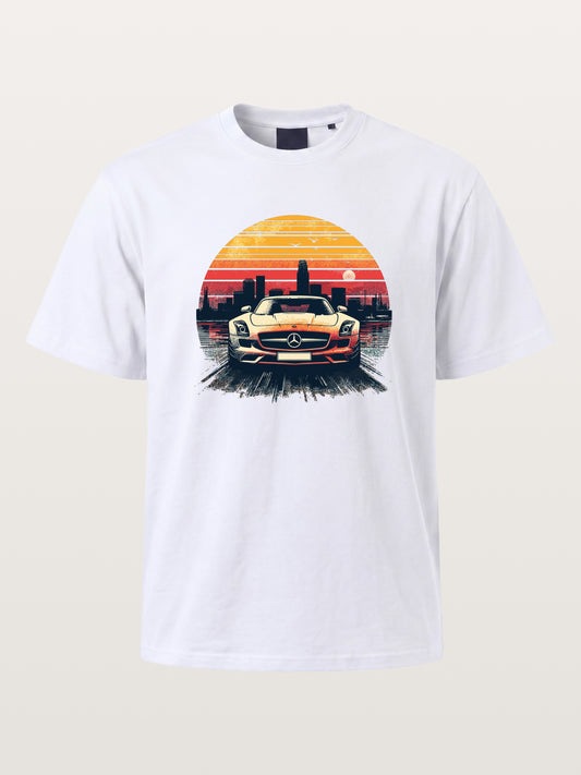 AMG Sport Car Retro Sunset Cityscape Cotton T-shirt