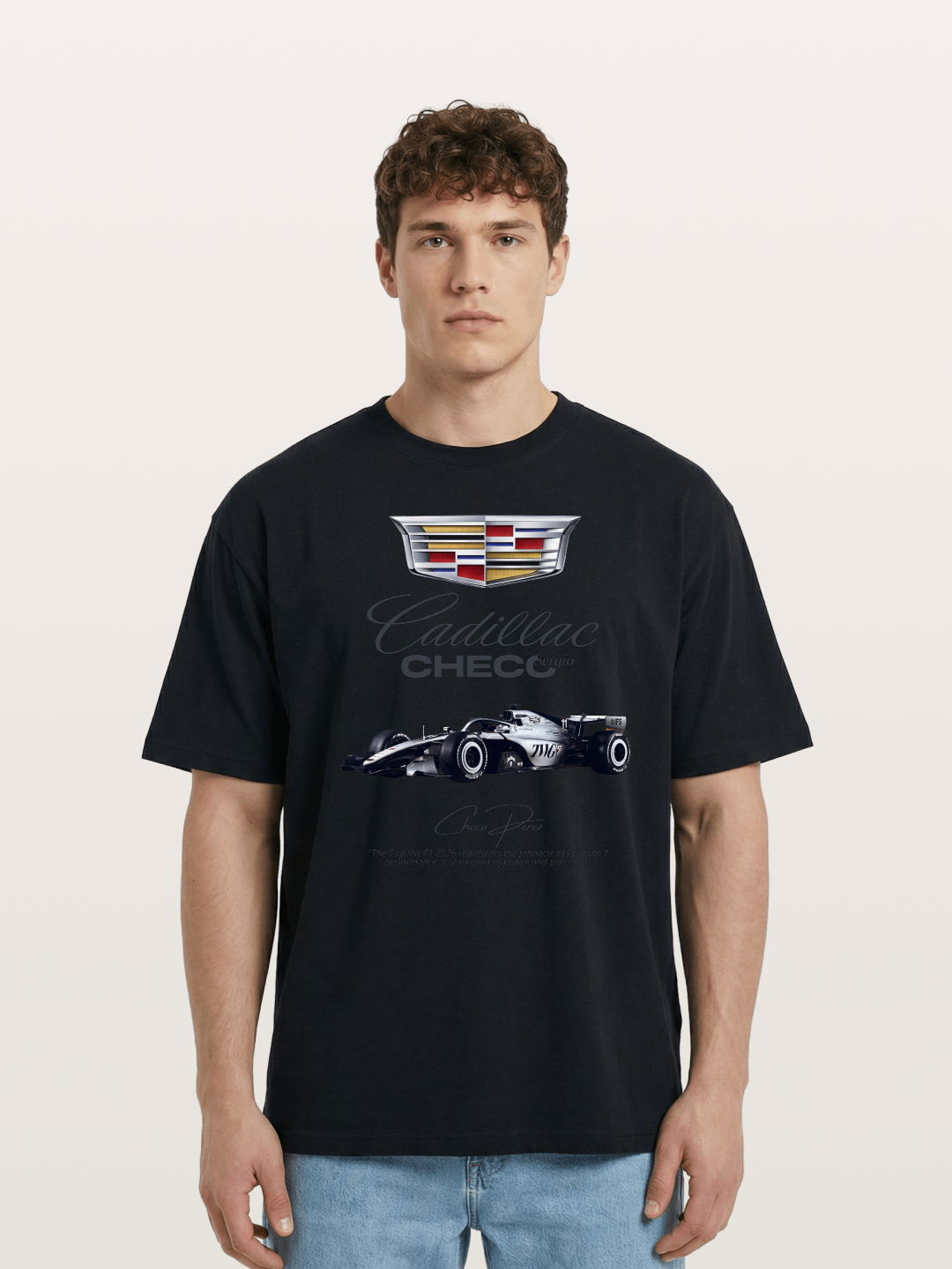 Checo Perez Cadillac F1 Print Cotton T-shirt