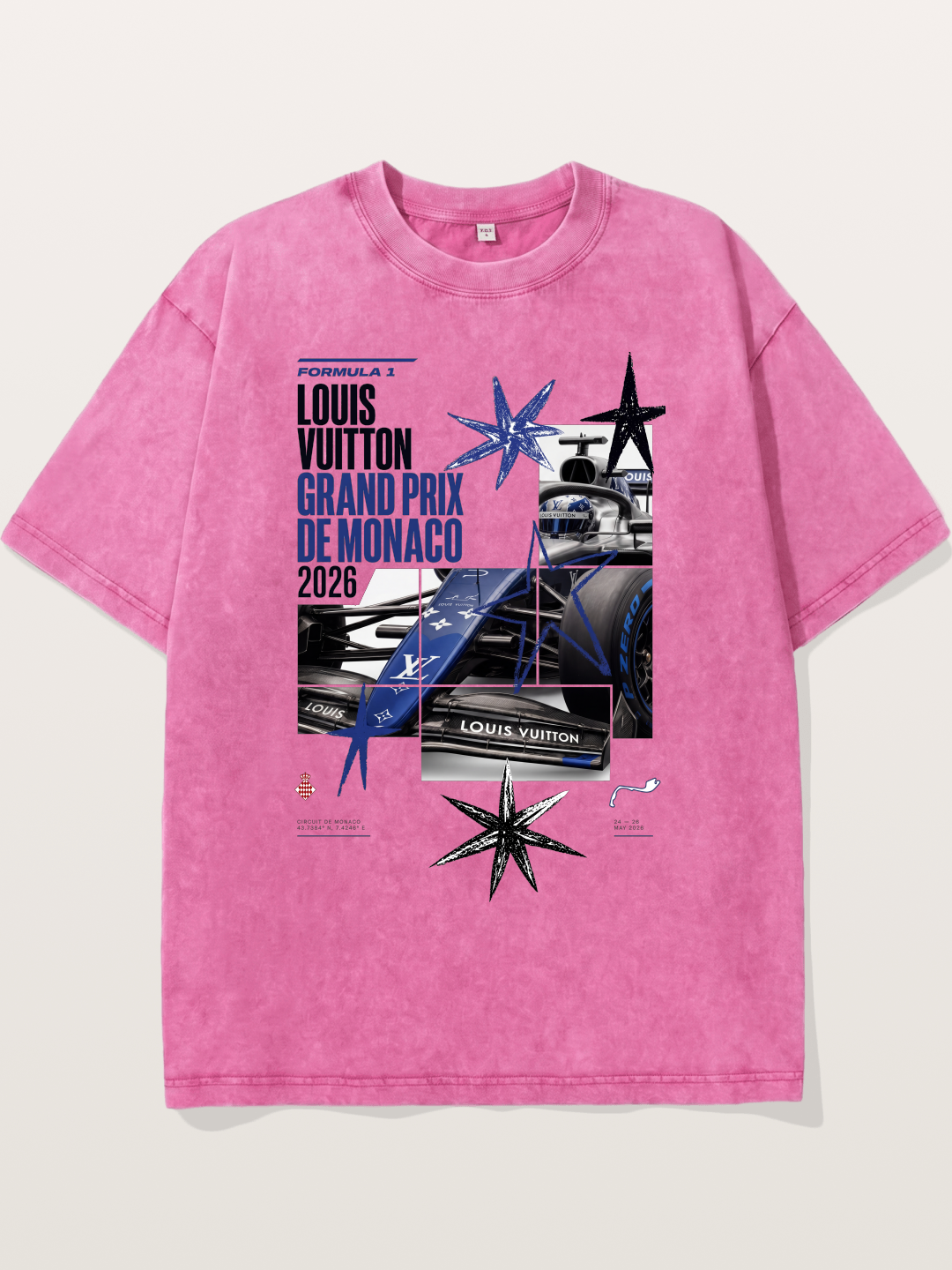 Blue LV F1 Monaco Poster Washed T-shirt