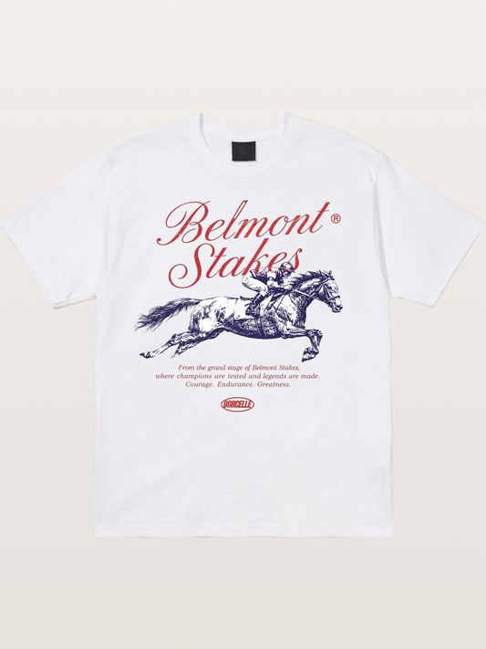 Belmont Stakes Vintage Script Print Cotton T-shirt