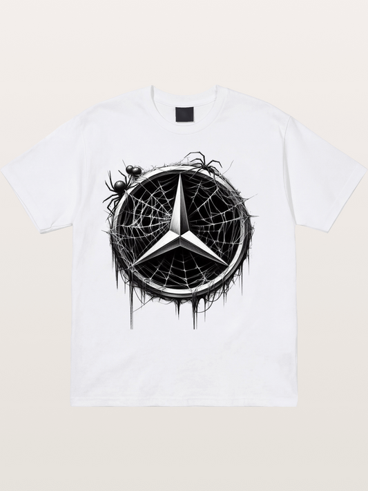 Mercedes Spider Web Logo Art Cotton T-shirt