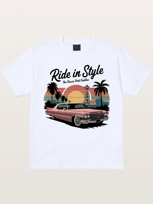 intage Pink Cadillac Retro Poster Gildan T-shirt