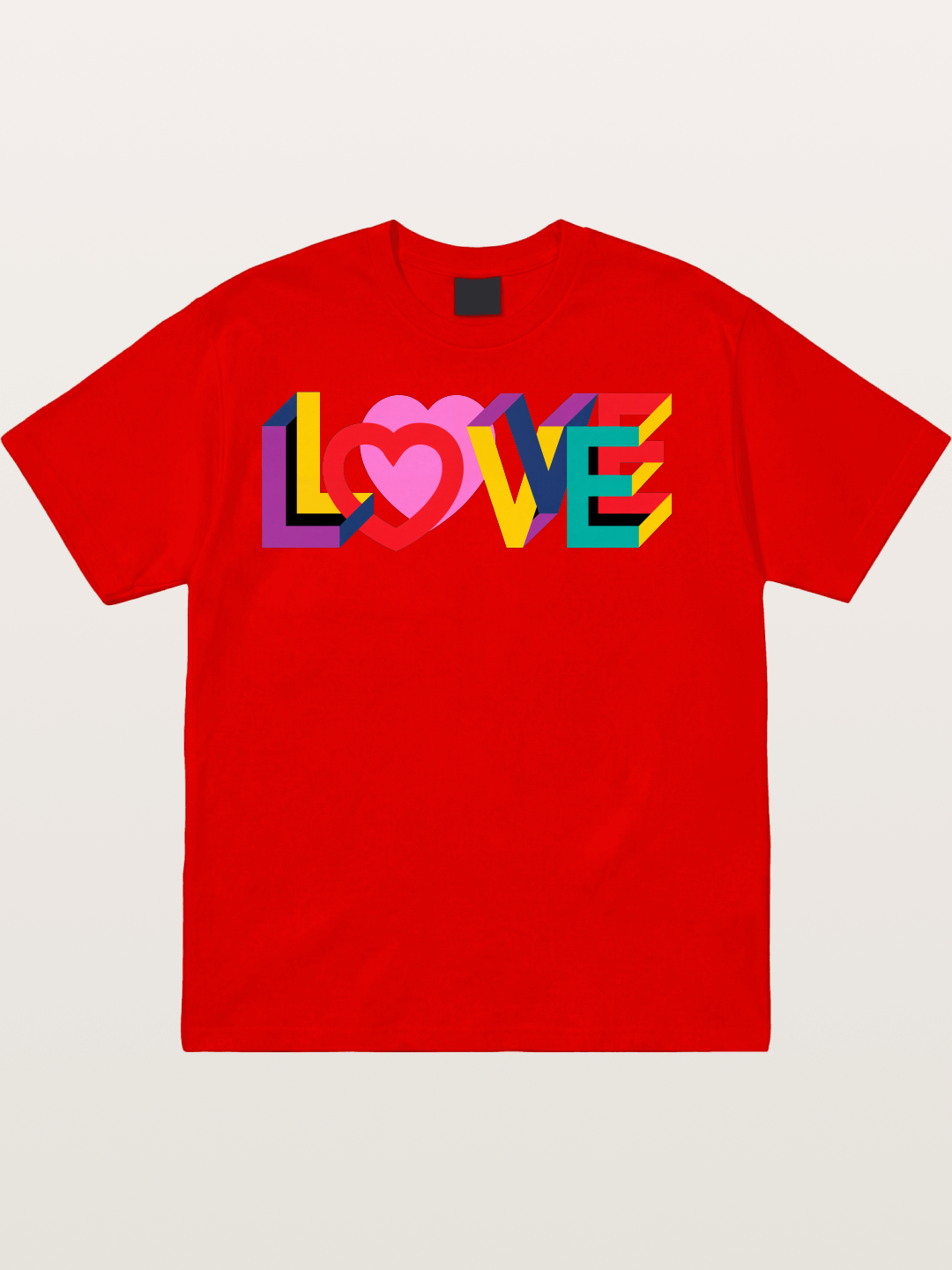 3D Love Typography With Heart Cotton T-shirt