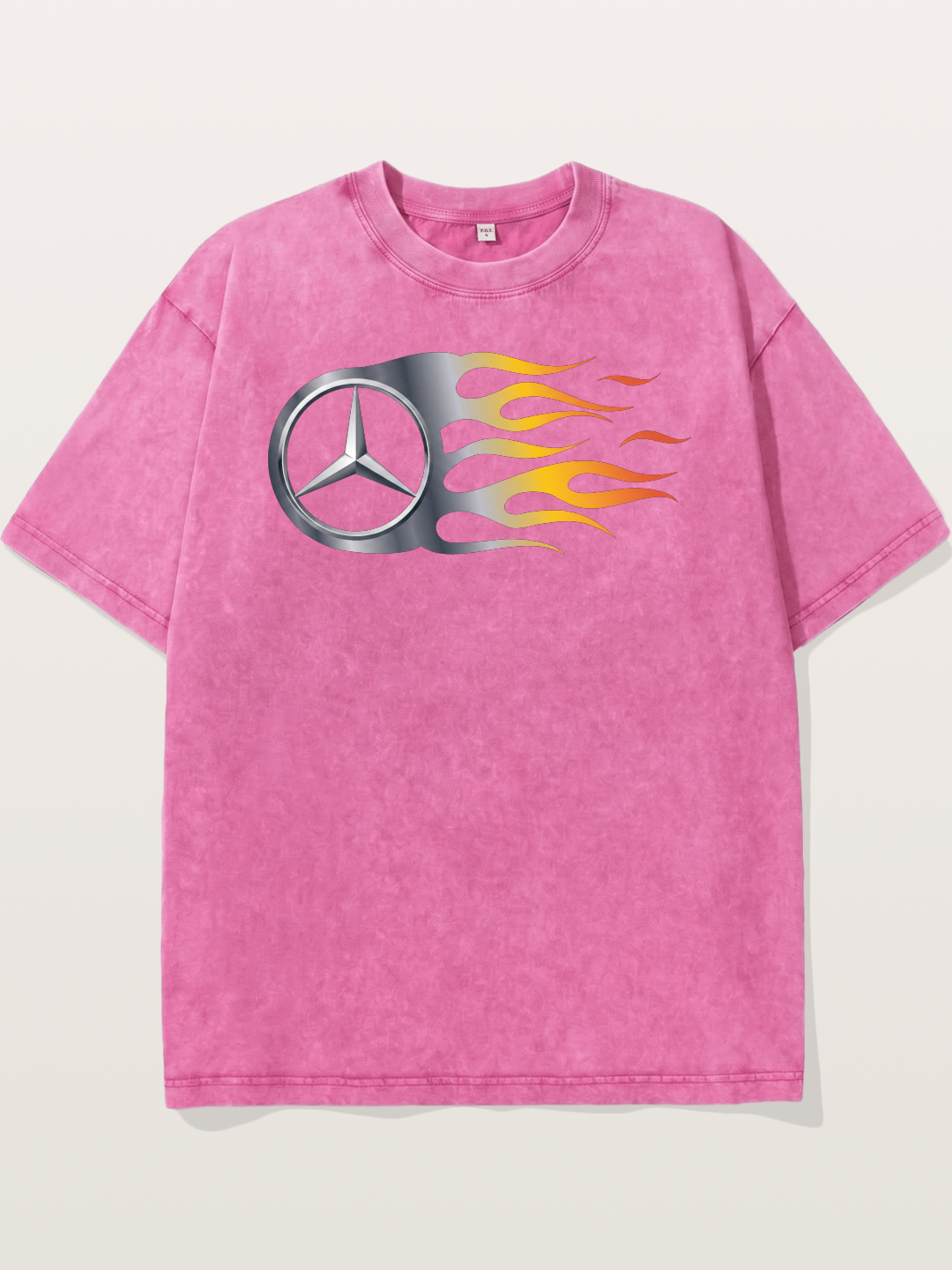Mercedes Star With Flame Design Washed T-shirt