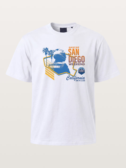San Diego NASCAR Helmet Silhouette Cotton T-shirt