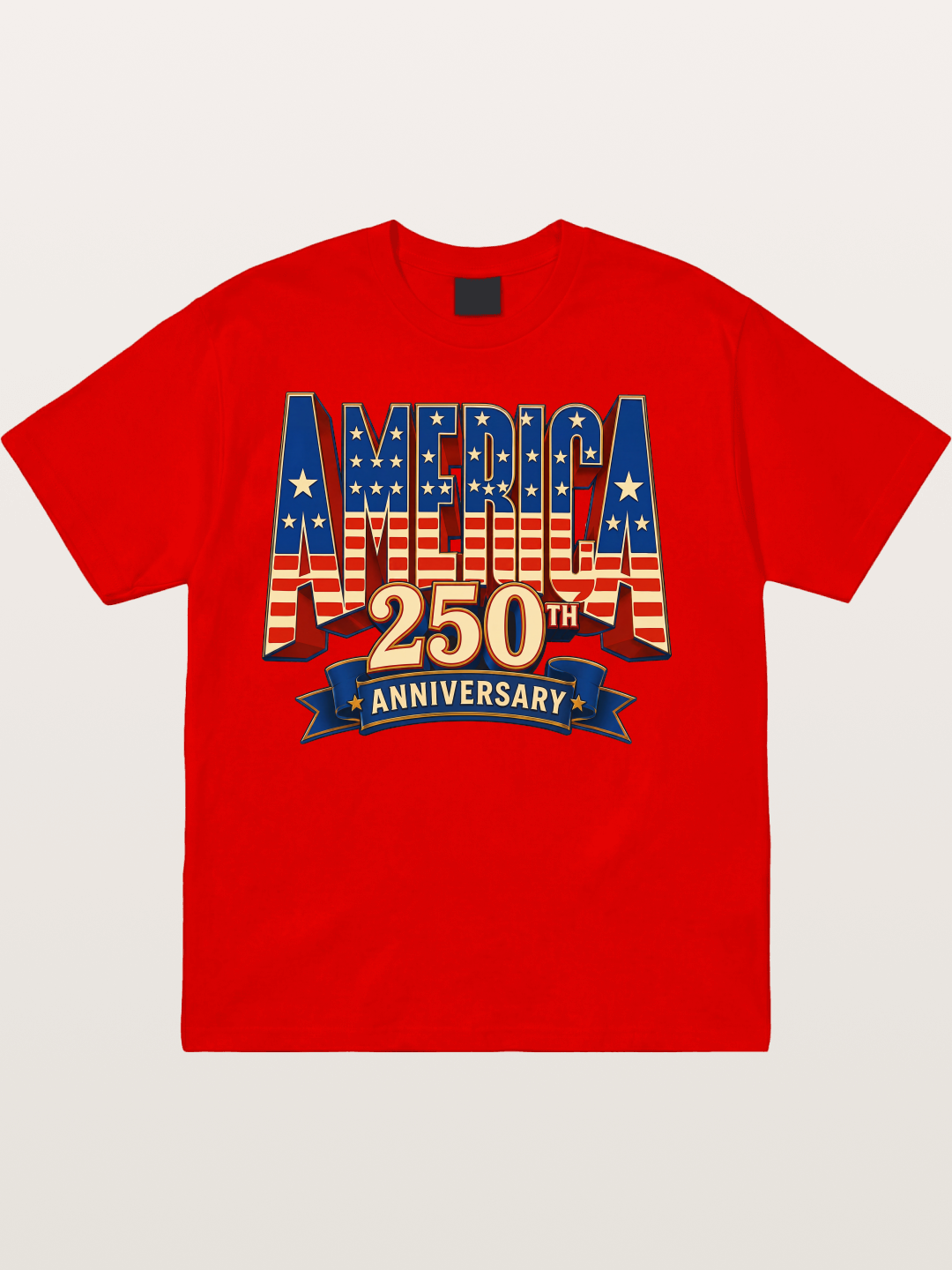 America 250th 3D Lettering Cotton T-shirt