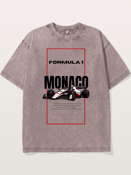 Monaco F1 Minimal Typography Washed T-shirt