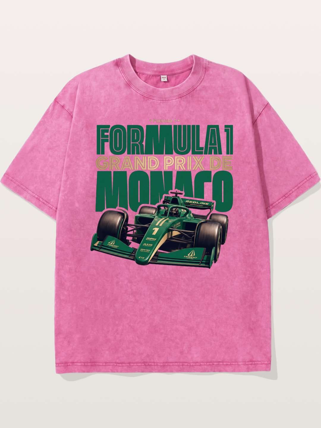 Green Monaco F1 Race Print Washed T-shirt