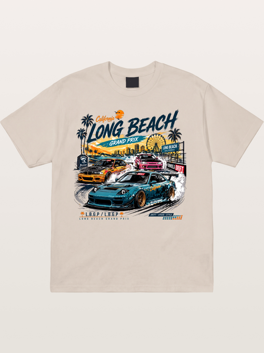 Long Beach Drift Racing Art Cotton T-shirt