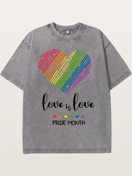 Pride Month Rainbow Heart Washed T-shirt