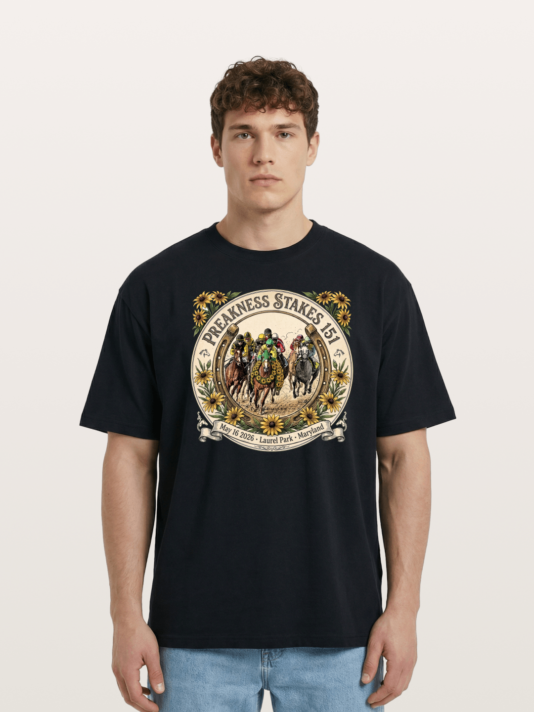 151st Preakness Stakes Horseshoe Badge Cotton T-shirt