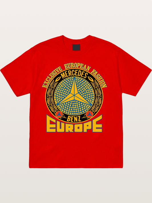 European Fashion Mercedes Print Cotton T-shirt