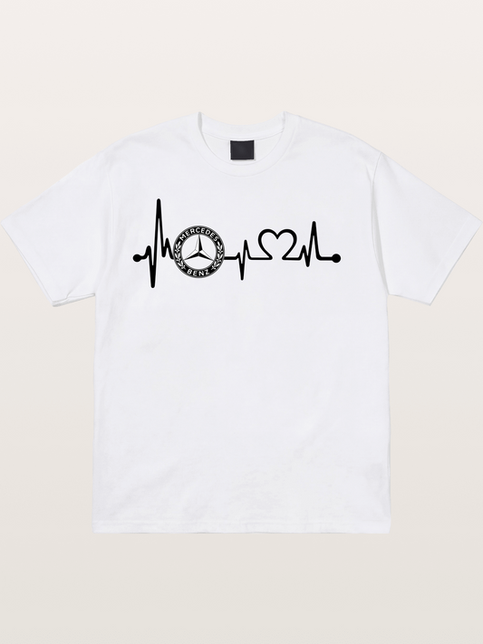 Mercedes Heartbeat Logo Art Cotton T-shirt