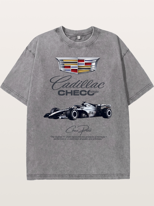 Checo Perez Cadillac F1 Print Washed T-shirt