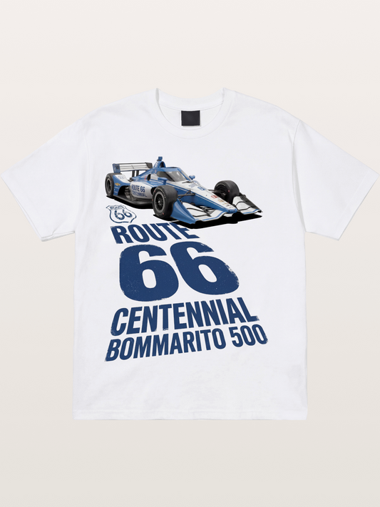 Blue IndyCar Route66 Print Cotton T-shirt