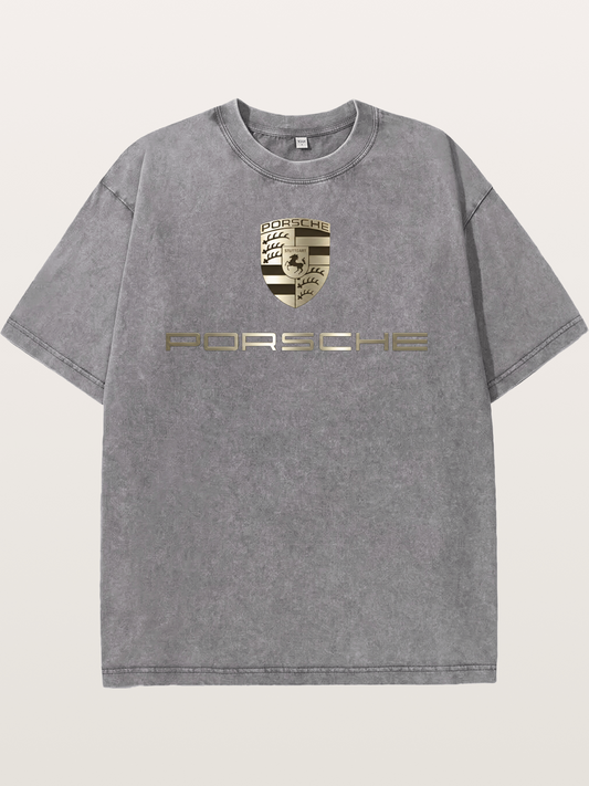 Metallic Porsche Shield Logo Washed T-shirt