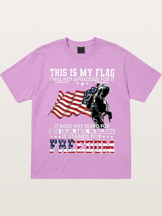 Freedom Soldier American Flag Silhouette Gildan T-shirt