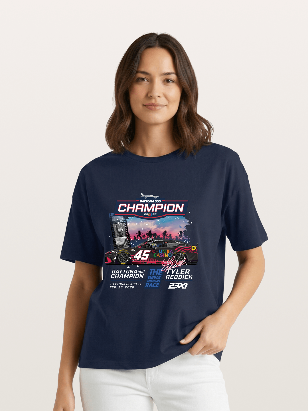 Tyler Reddick 45 Champion Car Art Gildan T-shirt