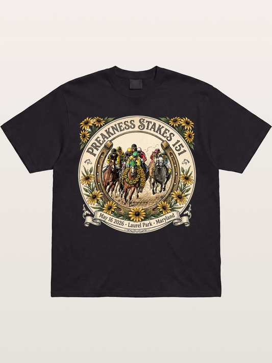 151st Preakness Stakes Horseshoe Badge Gildan T-shirt