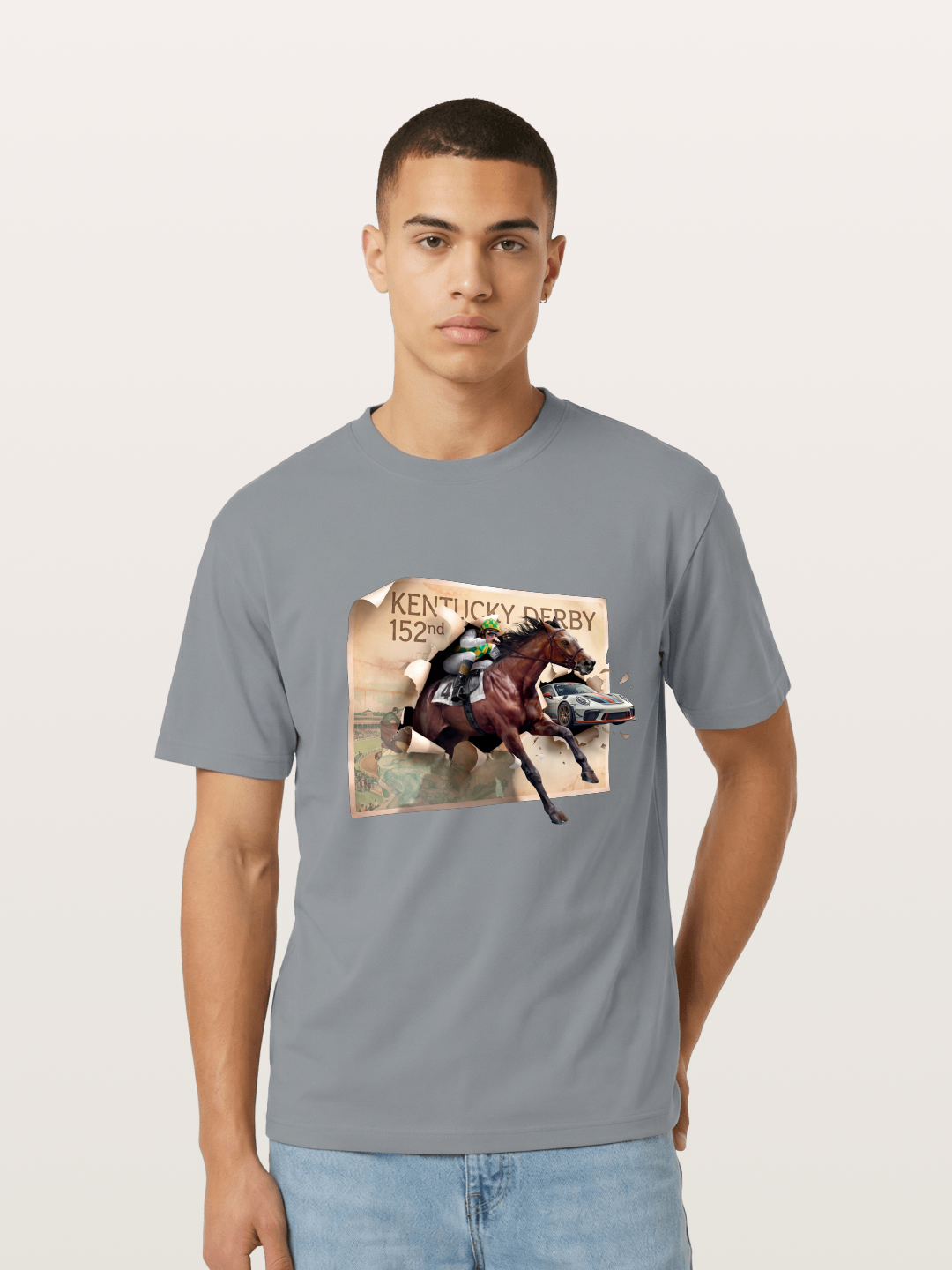 Derby Horse Porsche Collision Gildan T-shirt