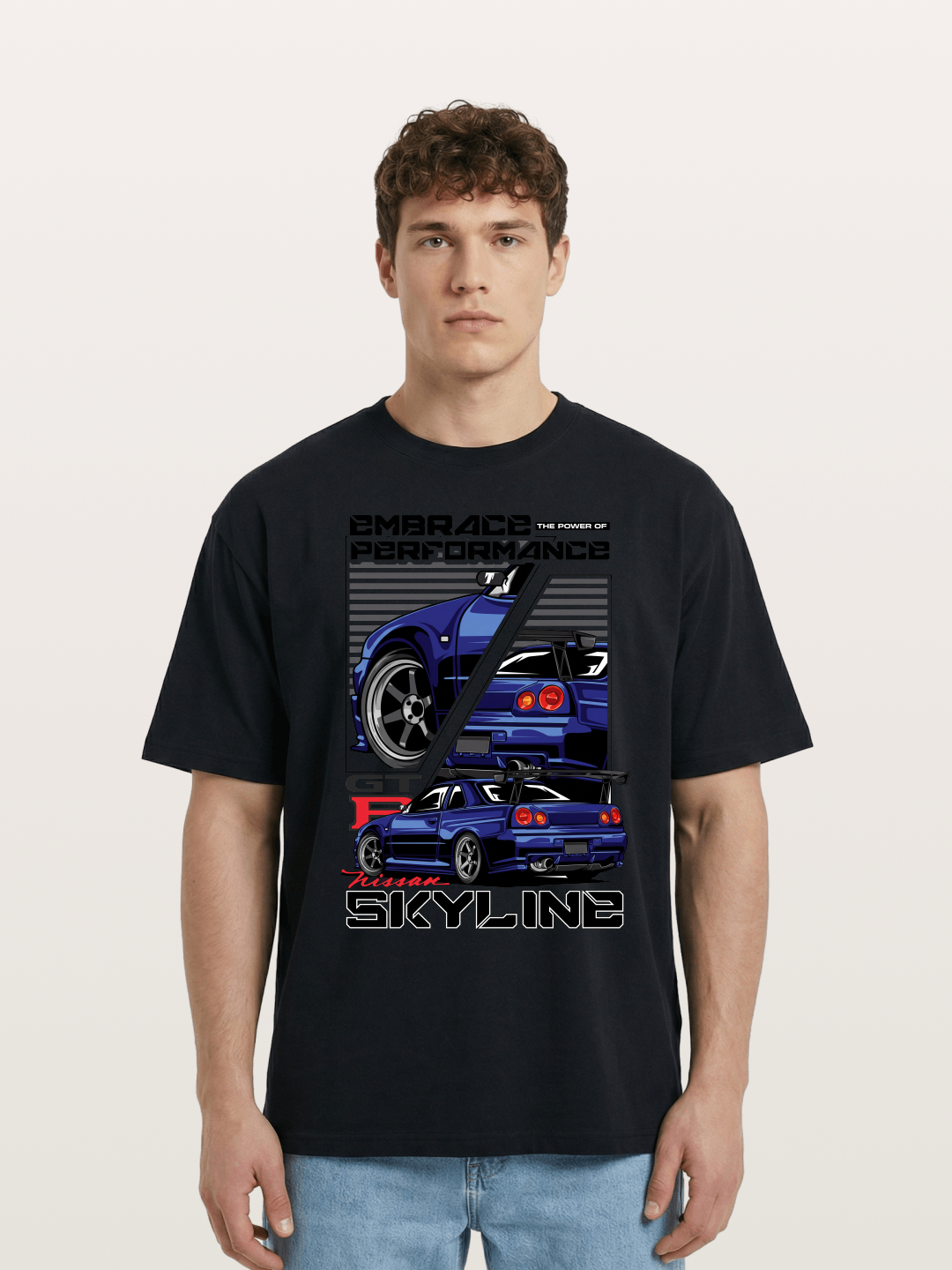 Nissan Skyline GT-R R34 Split View Cotton T-shirt