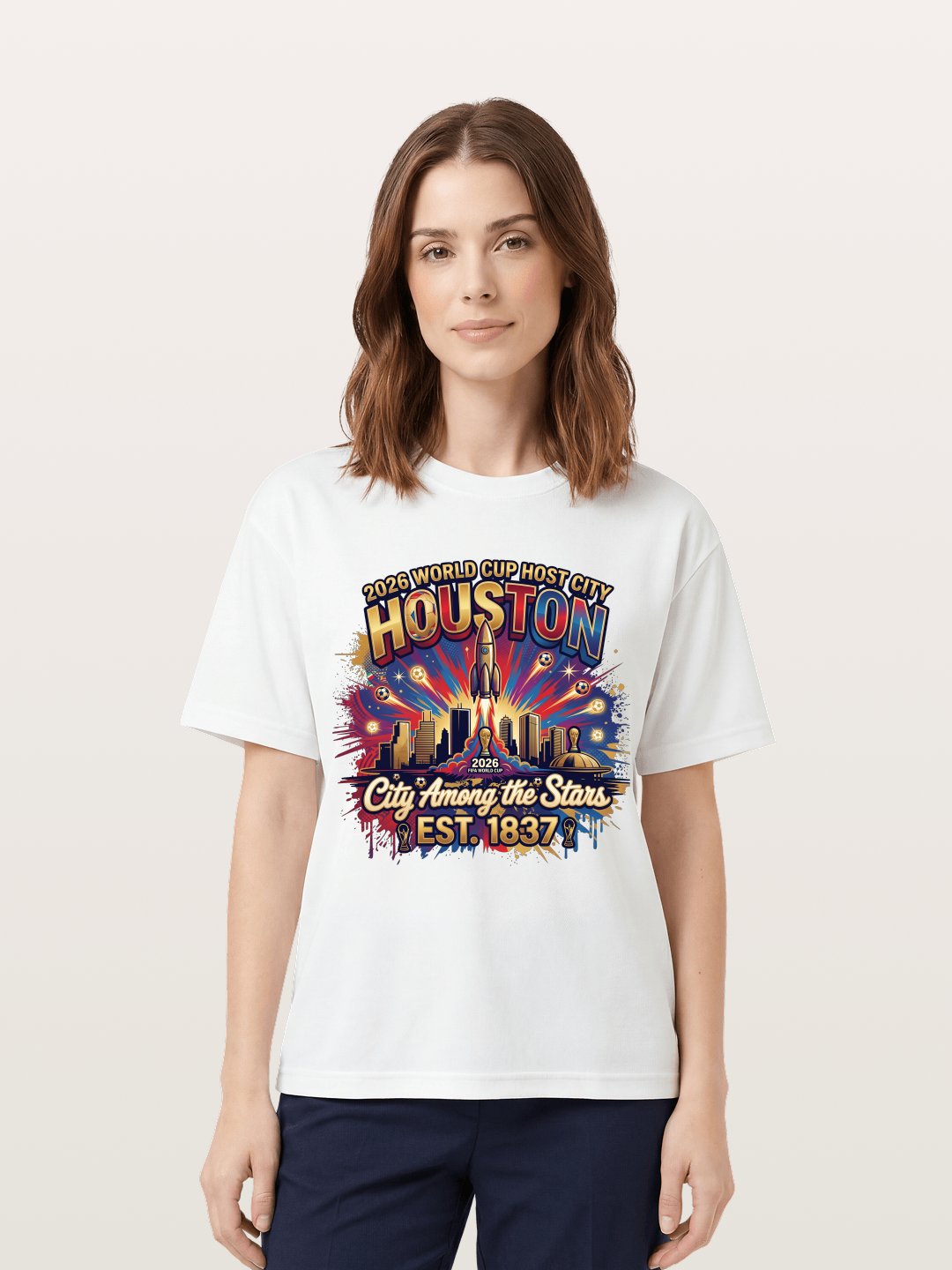 Houston 2026 Host City Art Cotton T-shirt