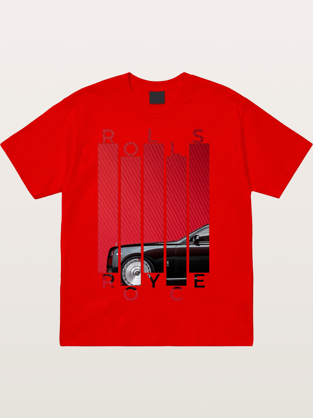 Rolls Royce Barcode Style Print Cotton T-shirt