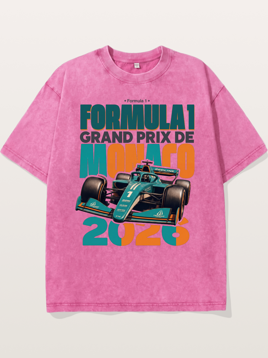 Teal Orange Monaco F1 Poster Washed T-shirt