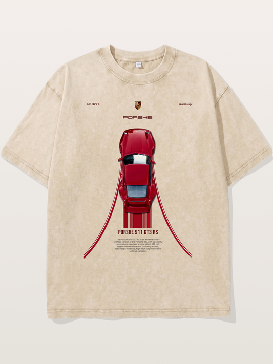 Porsche 911 GT3 RS Top View Washed T-shirt