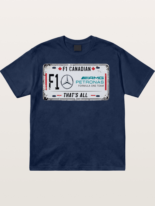 Mercedes F1 License Plate Print Cotton T-shirt