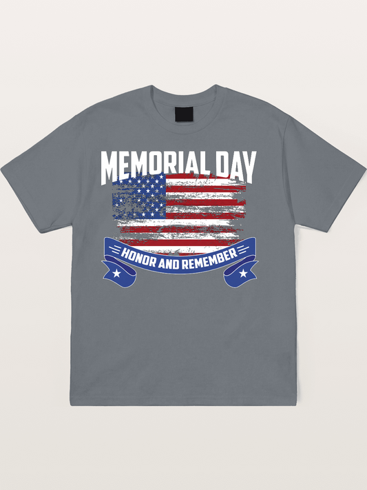 Honor and Remember Memorial Day Flag Cotton T-shirt