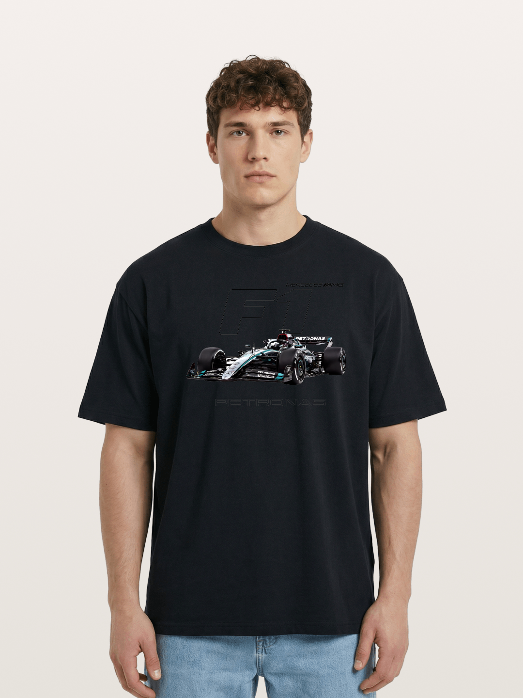 Mercedes F1 Formula Car Print Cotton T-shirt