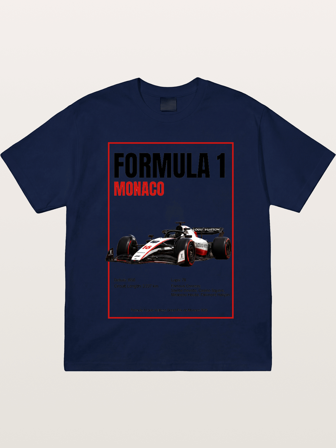 F1 Monaco LV Racing Car Poster Gildan T-shirt