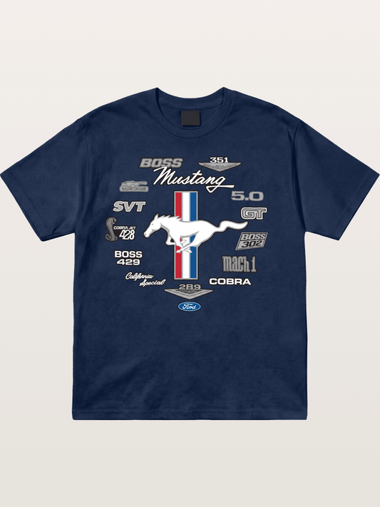 Ford Mustang Generations Badge Collection Cotton T-shirt
