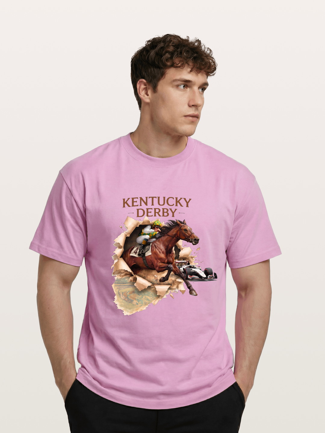 Derby Horse & Race Car Collage Design Gildan T-shirt