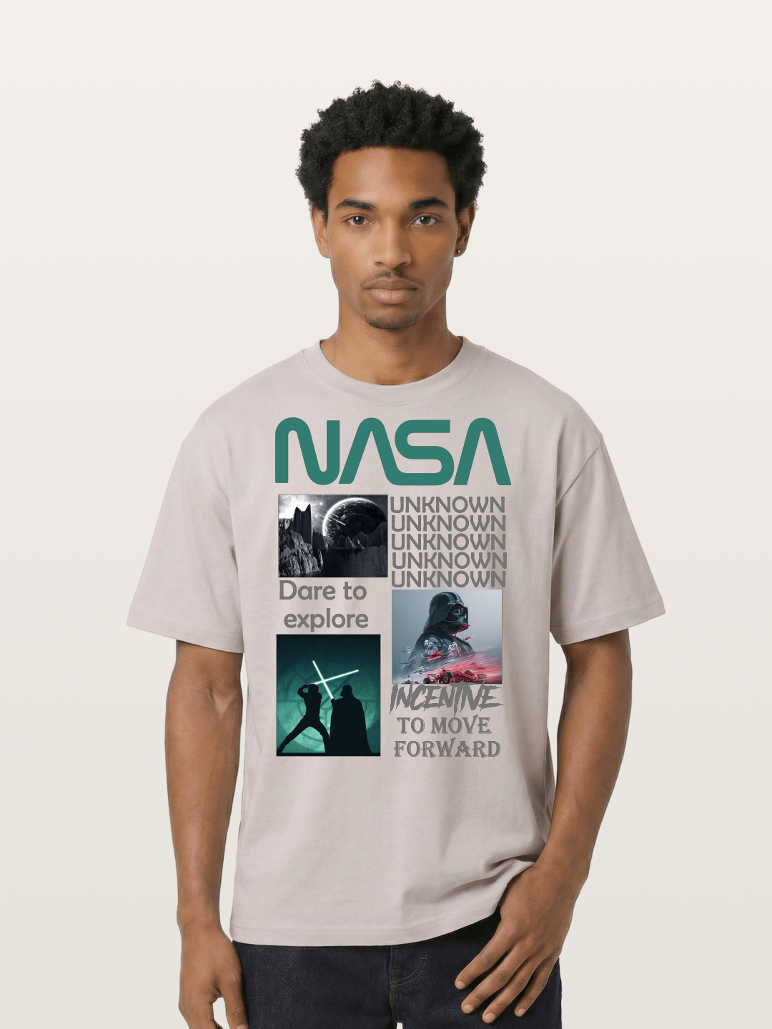 Space Sci-Fi NASA Star Wars Collage Cotton T-shirt