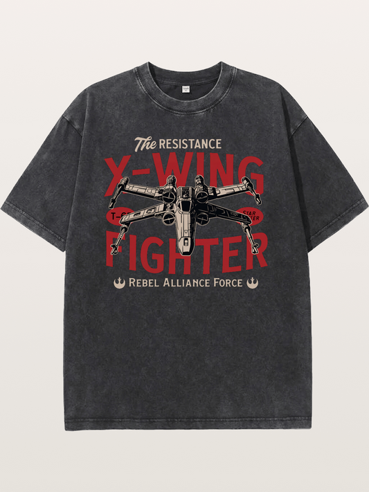 Resistance X-Wing Fighter Retro Design Washed T-shirt