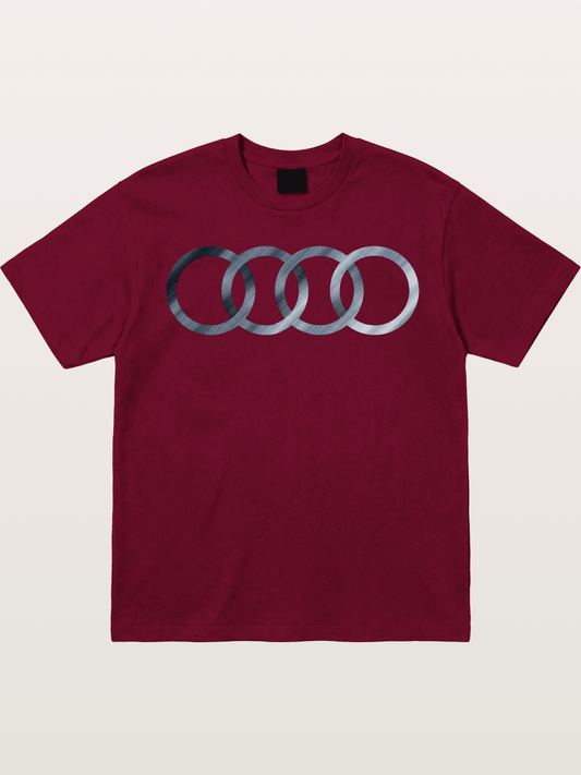 Audi Four Rings Brushed Metal Logo Gildan T-shirt