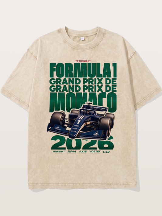 Navy Monaco F1 Grand Prix Art Washed T-shirt