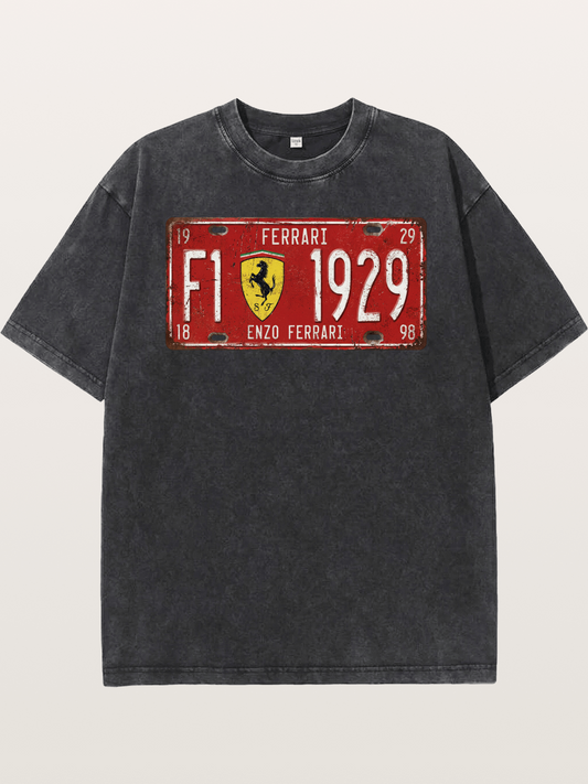 license plate Washed T-shirt