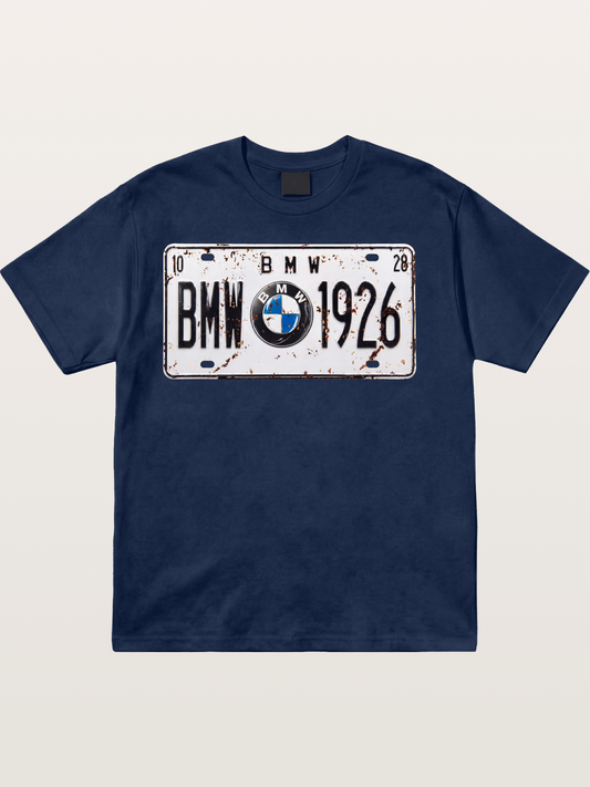 Vintage BMW License Plate Decor Cotton T-shirt