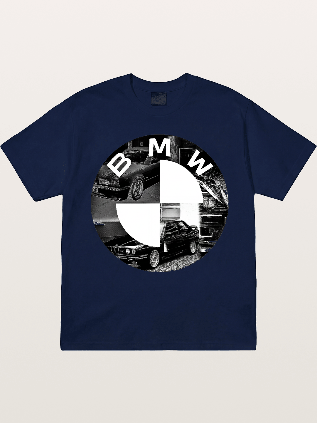 BMW Black White Photo Collage Logo Gildan T-shirt