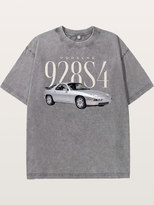 Porsche 928 S4 Silver Coupe Washed T-shirt