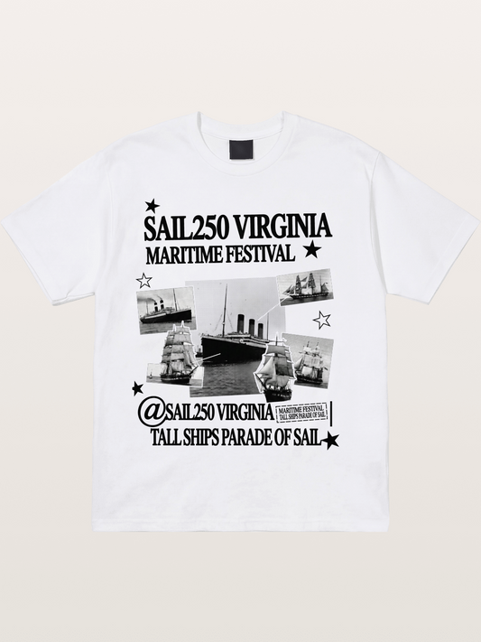 Collage Black White Sailboat Card Cotton T-shirt
